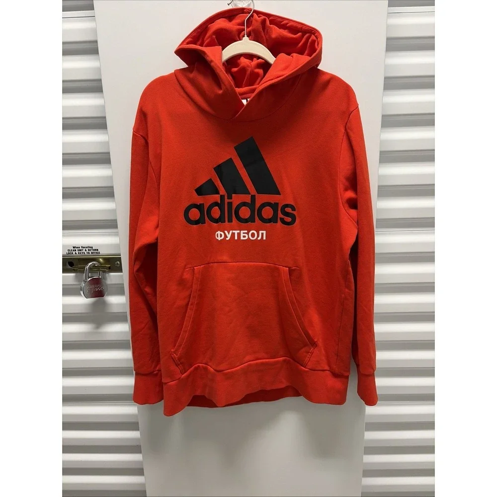Gosha Rubchinskiy x Adidas 2017 red hoodie hooded top pullover big logo men's XL